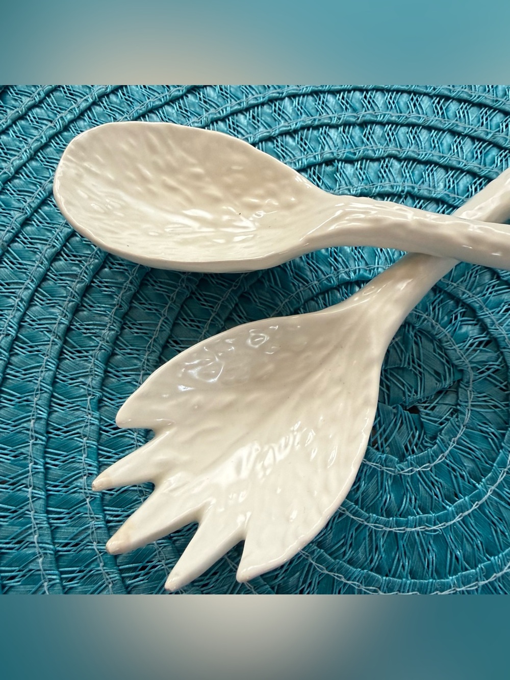 Ceramic Salad Serving Fork and Spoon - Picture 8 of 9